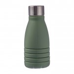 Botella de silicona plegable con tapa de acero y mosquetón 550ml color verde primera vista