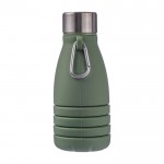 Botella de silicona plegable con tapa de acero y mosquetón 550ml color verde segunda vista