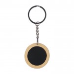 Llavero redondo de bambú con superficie negra para personalizar color negro segunda vista