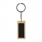 Llavero rectangular de bambú con superficie negra para personalizar color negro segunda vista