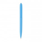 Bolígrafo de plástico reciclado de un solo color tinta negra color azul claro segunda vista