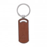 Llavero rectangular de cuero reciclado para personalizar color marrón primera vista