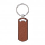 Llavero rectangular de cuero reciclado para personalizar color marrón segunda vista