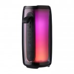 Altavoz negro con múltiples modos de iluminación ideal para exteriores color multicolor segunda vista