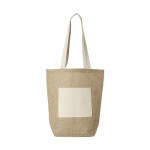 Bolsa de la compra de yute con logo color natural vista delantera