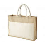 Bolsa de jute con bolsillo para imprimir color natural