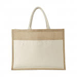 Bolsa de jute con bolsillo para imprimir color natural vista delantera