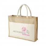 Bolsa de jute con bolsillo para imprimir color natural con logo
