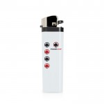 Mechero sencillo y desechable de pedernal en varios colores color blanco vista con logo impreso