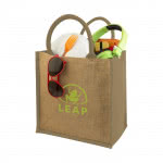 Bolsa Tote de yute con logo impreso color natural con logo