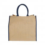 Tote Bag publicitario de Yute color azul vista trasera