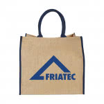 Tote Bag publicitario de Yute color azul con impresión