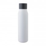 Botella térmica de acero inoxidable reciclado con mosquetón 600ml color blanco primera vista