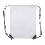 Mochila de cuerdas de poliéster con las esquinas y cuerdas negras color blanco primera vista