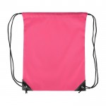 Mochila de cuerdas de poliéster con las esquinas y cuerdas negras color rosa primera vista