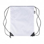 Mochila de cuerdas de poliéster con las esquinas y cuerdas negras color blanco primera vista