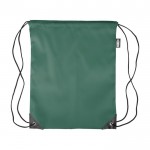 Mochila de cuerdas de poliéster con las esquinas y cuerdas negras color verde primera vista