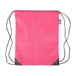 Mochila de cuerdas de poliéster con las esquinas y cuerdas negras color rosa primera vista