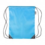 Mochila de cuerdas de poliéster con las esquinas y cuerdas negras color azul claro primera vista