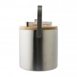 Cubitera de acero inoxidable de doble pared con tapa de bambú tercera vista