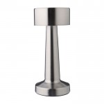 Lámpara de mesa con 3 modos de luz con sensor táctil en parte superior color plateado primera vista