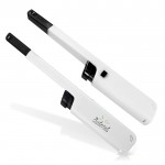 Encendedor electrónico recargable de cocina con botón de seguridad color blanco vista con logo impreso