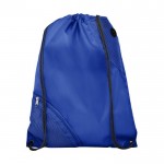 Mochilas saco con bolsillos de malla color azul real segunda vista frontal