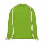 Mochila saco de algodón 140 g/m2 color verde lima segunda vista frontal