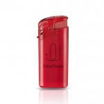 Mini mechero electrónico con capacidad para ser recargado color rojo vista con logo impreso