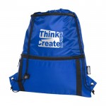 Mochila de cuerdas con bolsillo color azul real vista impresión serigrafía