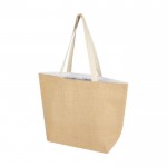 Bolsa de la compra de yute con aislamiento térmico y asas largas color natural