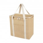 Bolsa isotérmica grande de yute con bolsillo frontal 300 g/m² color natural