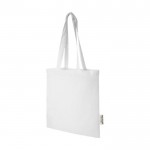 Bolsa de algodón reciclado GRS con asas largas 140 g/m² color blanco