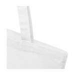 Bolsa de algodón reciclado GRS con asas largas 140 g/m² color blanco vista detalle 1