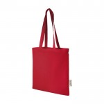 Bolsa de algodón reciclado GRS con asas largas 140 g/m² color rojo