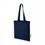 Bolsa de algodón reciclado GRS con asas largas 140 g/m² color azul marino