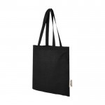 Bolsa de algodón reciclado GRS con asas largas 140 g/m² color negro