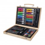 Estuche de madera con asa de transporte con 66 piezas para colorear primera vista
