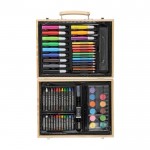 Estuche de madera con asa de transporte con 66 piezas para colorear segunda vista