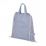 Bolsa de algodón reciclado con cierre de cordón 150 g/m2 color azul jaspeado segunda vista