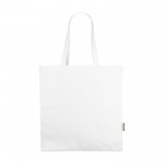 Bolsa de compras de algodón reciclado con asas cortas 220 g/m2 color blanco segunda vista frontal