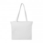 Bolsa de compras de algodón reciclado con cremallera 500 g/m2 color blanco segunda vista frontal