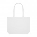 Bolsa de compras de algodón reciclado con cremallera 500 g/m2 color blanco tercera vista frontal