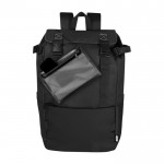 Mochila de poliéster reciclado 900D de gran capacidad con correas color negro tercera vista