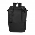 Mochila de poliéster reciclado 900D de gran capacidad con correas color negro tercera vista frontal