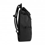 Mochila de poliéster reciclado 900D de gran capacidad con correas color negro segunda vista lateral