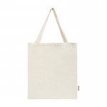 Bolsa de algodón reciclado para la compra con asas largas 140 g/m2 color natural segunda vista frontal