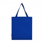 Bolsa de algodón reciclado para la compra con asas largas 140 g/m2 color azul real segunda vista trasera