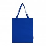 Bolsa de algodón reciclado para la compra con asas largas 140 g/m2 color azul real segunda vista frontal