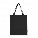 Bolsa de algodón reciclado para la compra con asas largas 140 g/m2 color negro segunda vista frontal